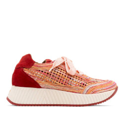 DEPORTIVA CALADA DE PIEL Y TEXTIL INÉS ROJO PORRONET - Querol online