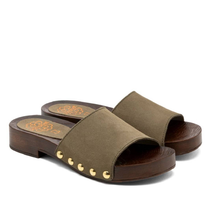 SANDALIA PIEL TACÓN VALERIA KAKI PORRONET - Querol online