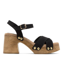 SANDALIA TACÓN PIEL VANESA NEGRO PORRONET - Querol online