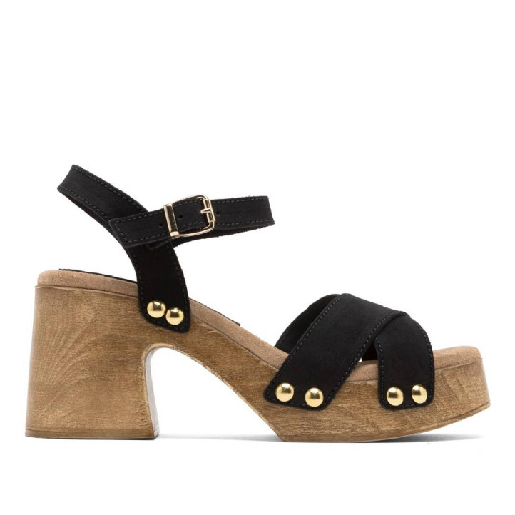 SANDALIA TACÓN PIEL VANESA NEGRO PORRONET - Querol online