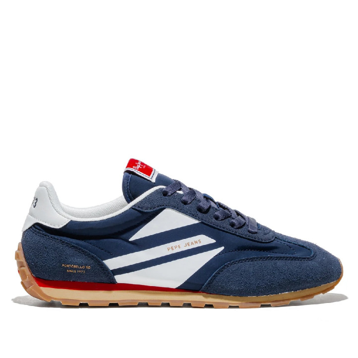 Zapatillas deportivas Pepe Jeans jason brand azul marino con detalles blancos y rojos - Querol online