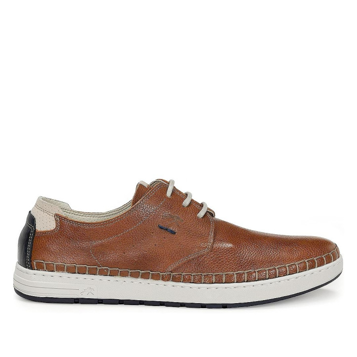 Zapatos sport Fluchos lester marrones con detalles azules - Querol online