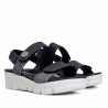 Sandàlies falca Amarpies negres amb triple velcro i detall metàl·lic lateral