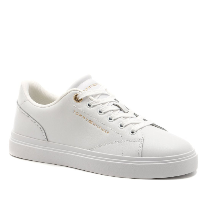 Sabatilles urban Tommy Hilfiger white de pell amb logo metal·litzat - Querol online