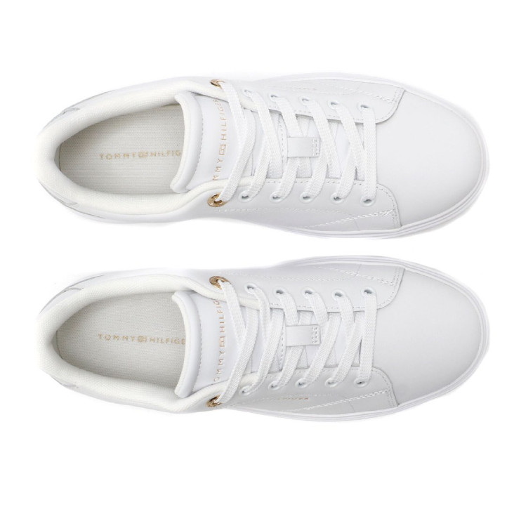Sabatilles urban Tommy Hilfiger white de pell amb logo metal·litzat - Querol online
