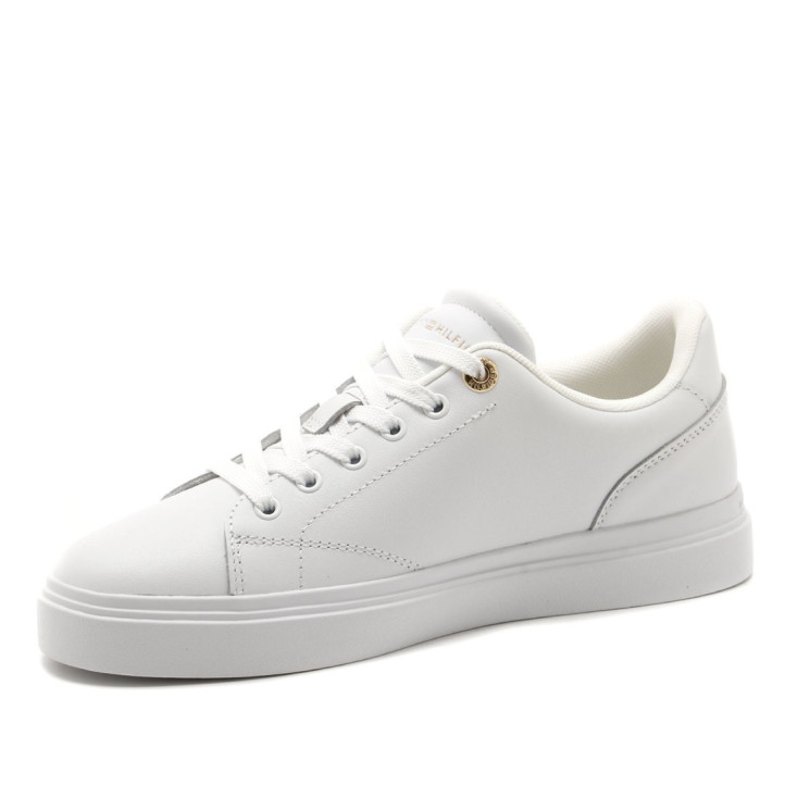 Zapatillas urban Tommy Hilfiger white de piel con logo metalizado - Querol online