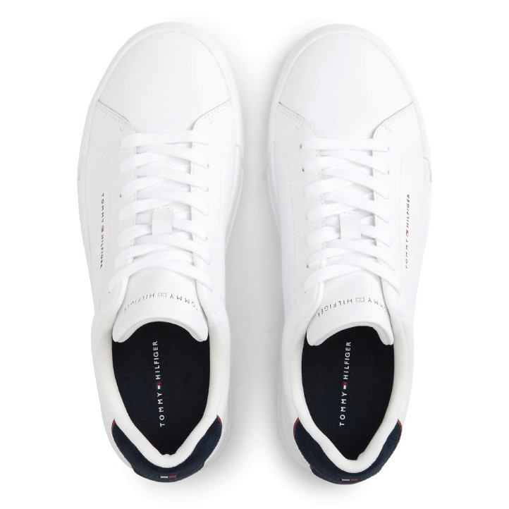 Zapatillas deportivas Tommy Hilfiger white con navy blue y brown de piel con logo - Querol online