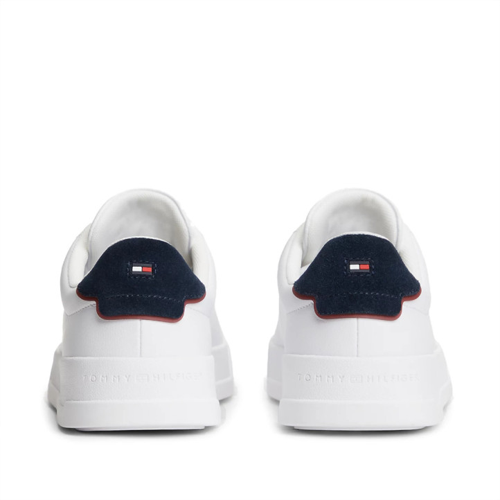Zapatillas deportivas Tommy Hilfiger white con navy blue y brown de piel con logo - Querol online