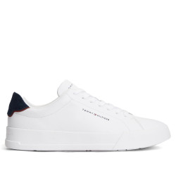 Sabatilles esportives Tommy Hilfiger white amb navy blue i brown de pell amb logo - Querol online