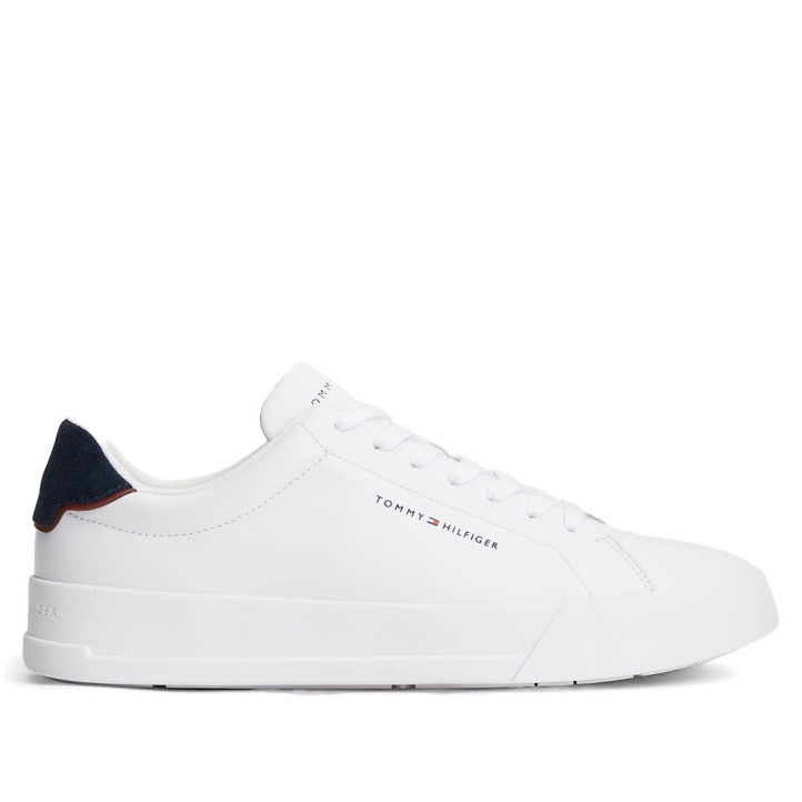 Zapatillas deportivas Tommy Hilfiger white con navy blue y brown de piel con logo - Querol online