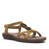 Sandalias planas Amarpies marrones con doble aplique de madera y pulsera elástica