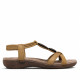 Sandalias planas Amarpies marrones con doble aplique de madera y pulsera elástica - Querol online