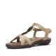 Sandalias planas Amarpies beige con doble aplique de madera y pulsera elástica - Querol online