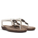 Sandalias planas Amarpies blancas con tira al dedo y aplique de madera - Querol online