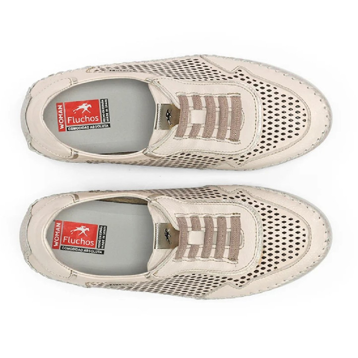 Zapatillas cuña Fluchos sella taupe de estilo deportivo - Querol online