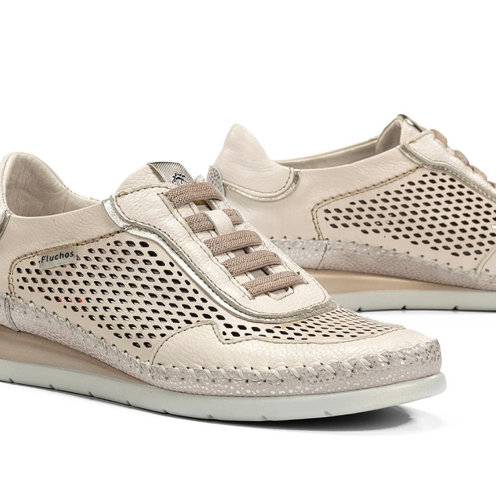 Zapatillas cuña Fluchos sella taupe de estilo deportivo - Querol online
