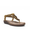 Sandalias planas Amarpies marrones con brillos tira al dedo y aplique de madera