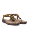 Sandalias planas Amarpies marrones con brillos tira al dedo y aplique de madera