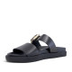 Sandalias planas Yokono morena negras con hebilla dorada y textura - Querol online