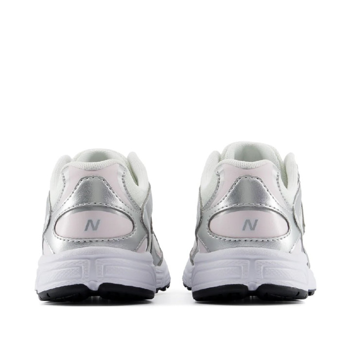 Zapatillas deporte New Balance 408 white con silver metallic y pink niña - Querol online