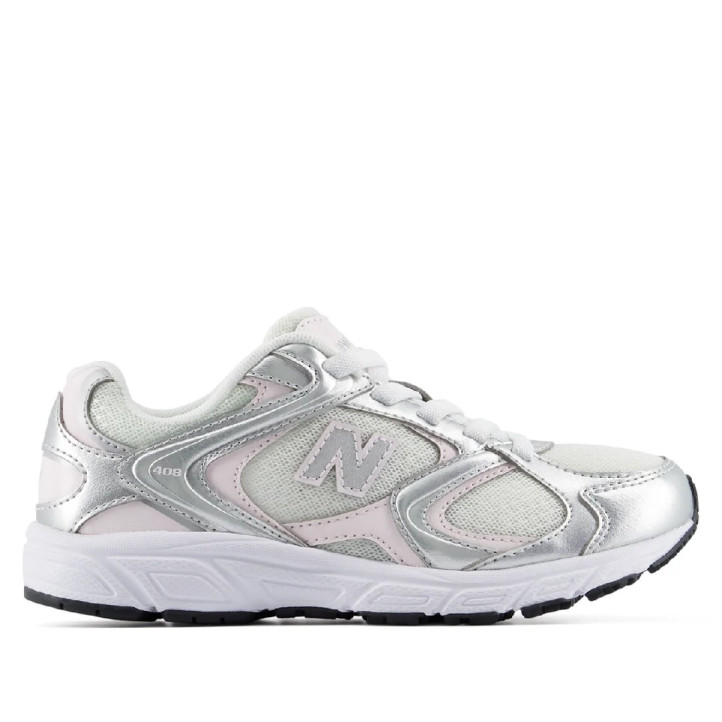 Zapatillas deporte New Balance 408 white con silver metallic y pink niña - Querol online