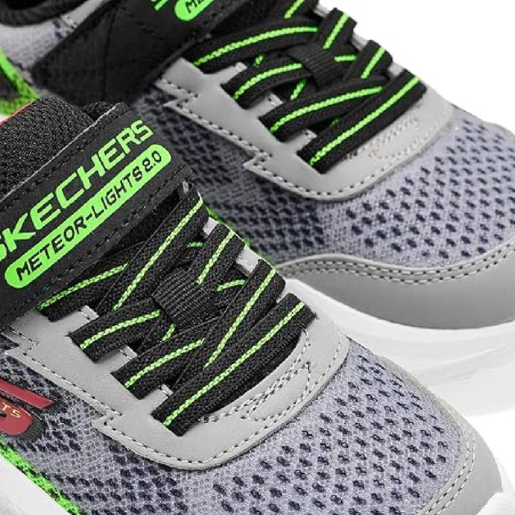 Sabatilles esport Skechers S-Lights Meteor-Lights 2.0 gris i verd per a nen - Querol online
