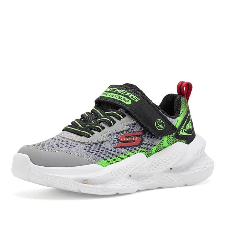 Zapatillas deporte Skechers S-Lights Meteor-Lights 2.0 gris y verde para niño - Querol online