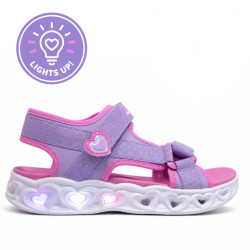 sandalias Skechers heart lights rosas y lilas con luces - Querol online