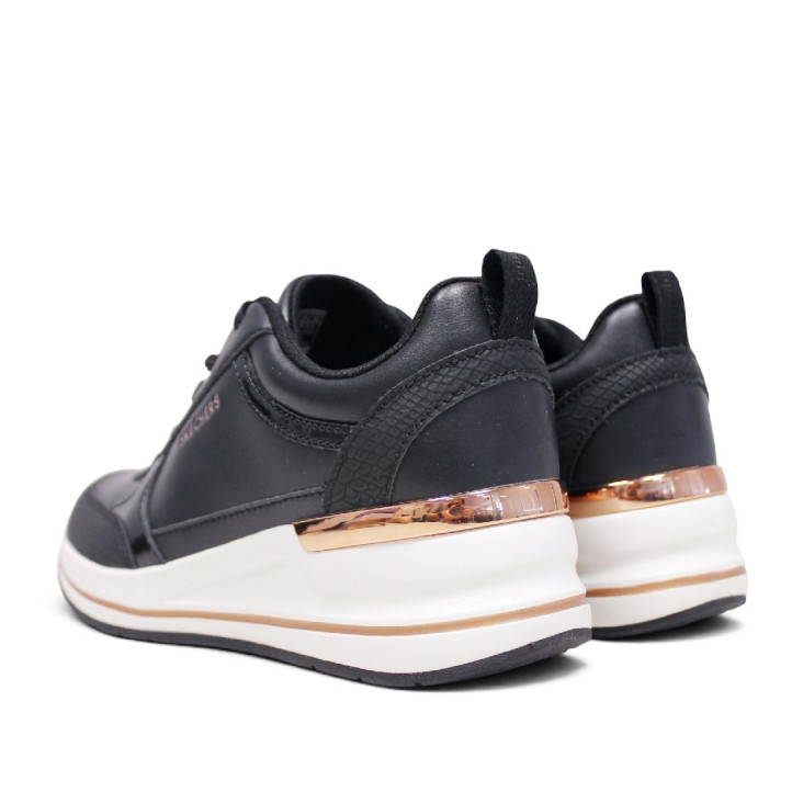 Zapatillas cuña Skechers Billion 2 Fine Shine negras con cuña para mujer - Querol online