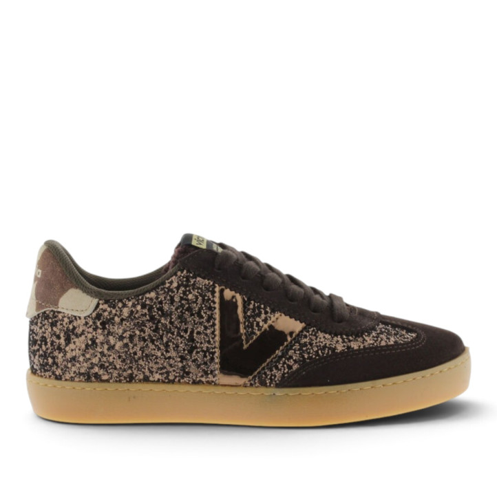 Sabatilles Victoria Berlín Ciclista Glitter Serratge amb Borreguet marrons per a dona - Querol online