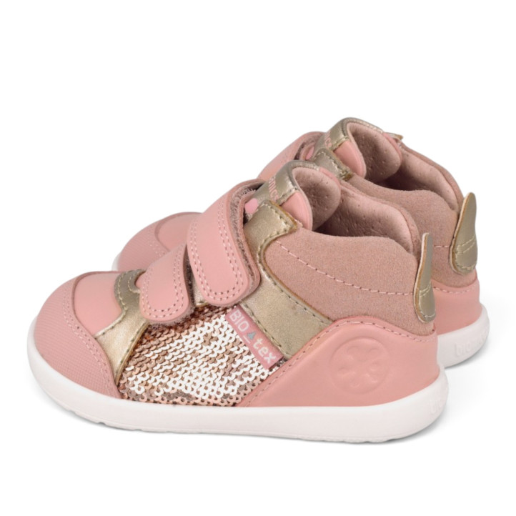 Zapatos Biomecanics barefoot primeros pasos rosa con lentejuelas para niña - Querol online