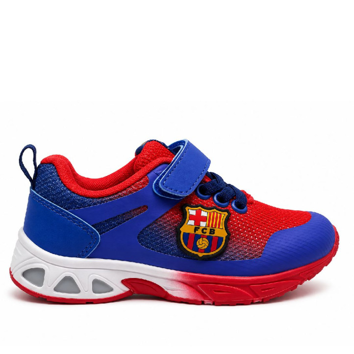 Zapatillas Cerda FC Barcelona con velcro para niño en azul y rojo - Querol online