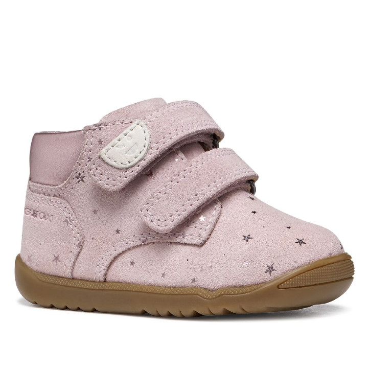 Botines Geox Macchia Girl de ante rosa con velcro - Querol online