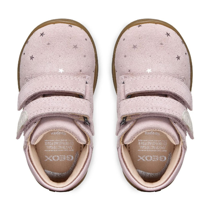 Botines Geox Macchia Girl de ante rosa con velcro - Querol online