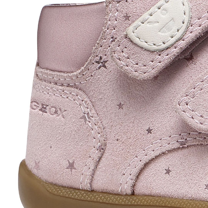 Botines Geox Macchia Girl de ante rosa con velcro - Querol online