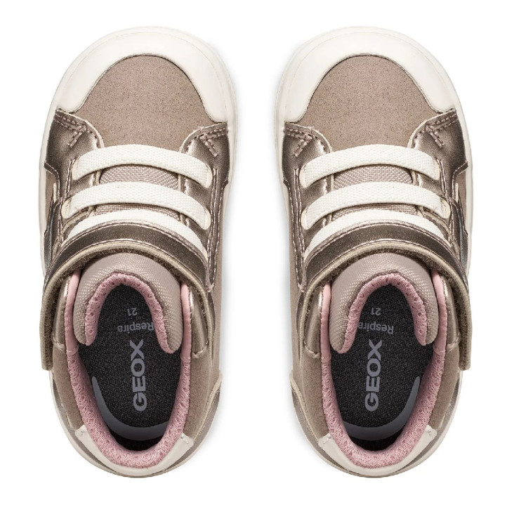 Botines Geox Gisli Girl beige metalizado con velcro - Querol online