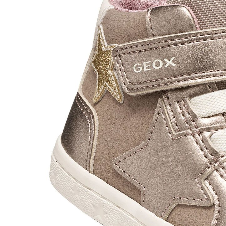 Botines Geox Gisli Girl beige metalizado con velcro - Querol online