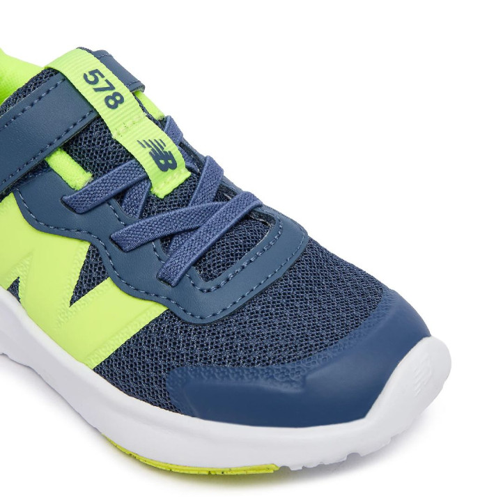 Sabatilles esport New Balance 578 infantils blau marí i verd llima amb velcro - Querol online
