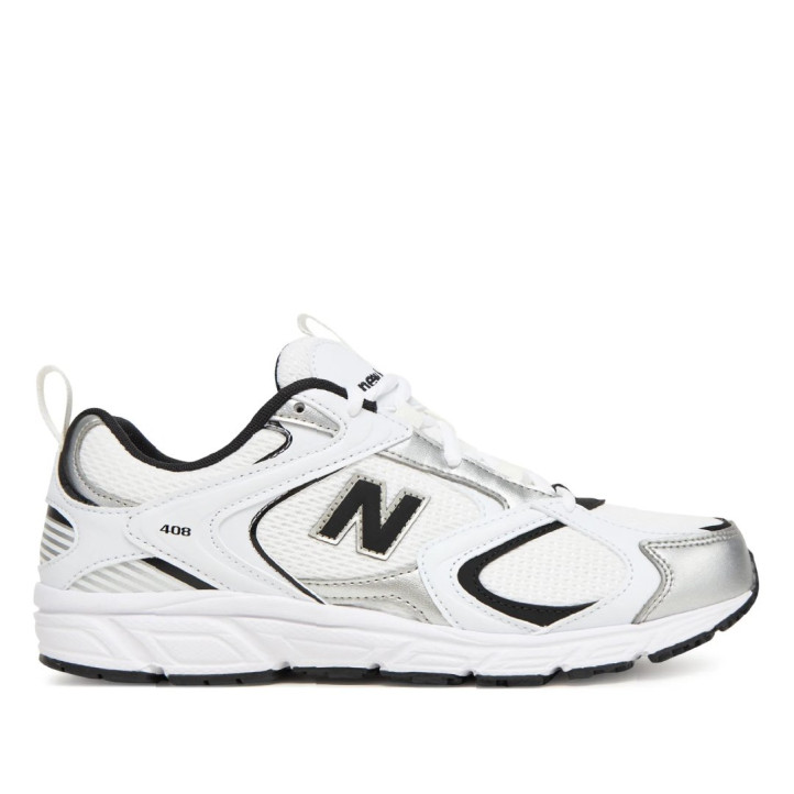 Zapatillas deportivas New Balance 408 blancas y plateadas con detalles negros - Querol online
