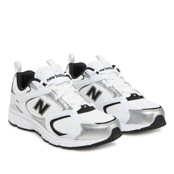 Zapatillas deportivas New Balance 408 blancas y plateadas con detalles negros - Querol online