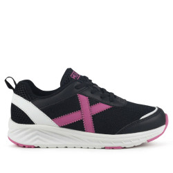 Zapatillas deporte Munich Fun Kid infantiles negras y fucsia lavables - Querol online