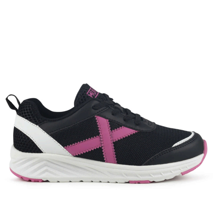 Zapatillas deporte Munich Fun Kid infantiles negras y fucsia lavables - Querol online