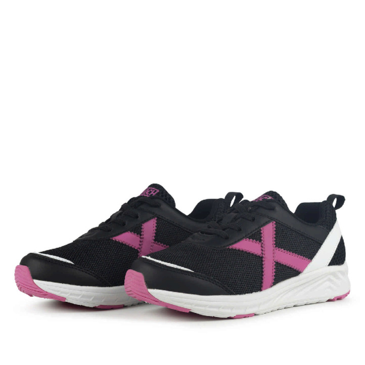 Zapatillas deporte Munich Fun Kid infantiles negras y fucsia lavables - Querol online