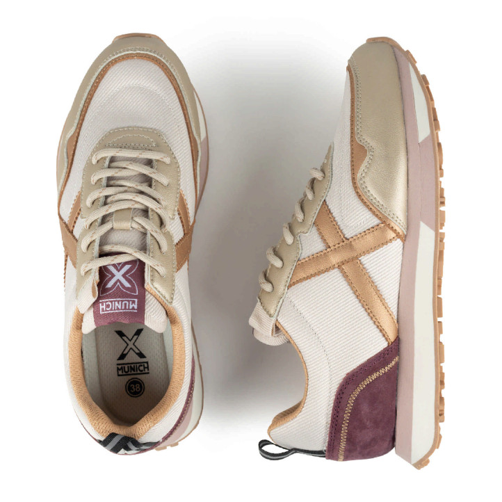 Sabatilles Munich Next de dona crema i daurades amb detalls bordeus - Querol online