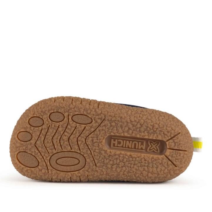 Zapatillas deporte Munich Baby Koda infantiles azul marino y amarillas con doble velcro - Querol online