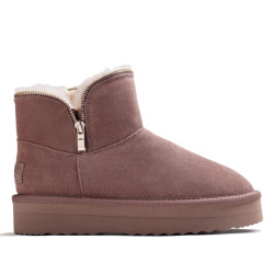 Botines Gioseppo de mujer taupe con pelo y cremallera - Querol online