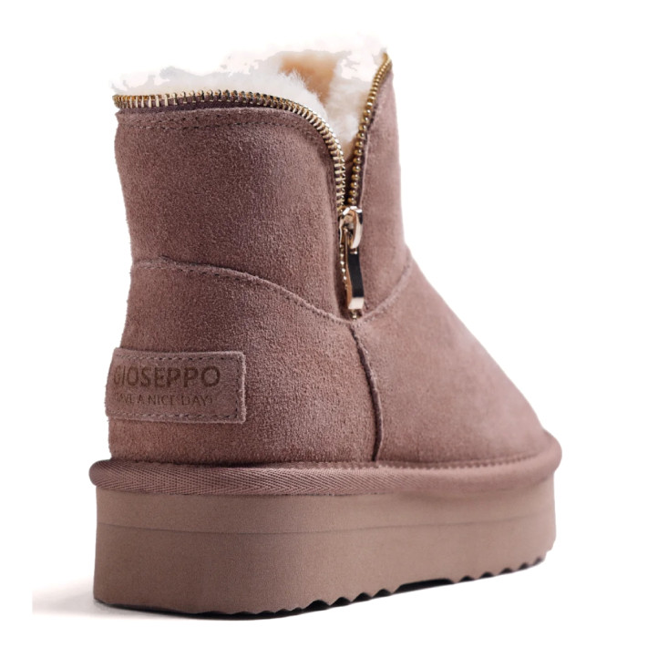 Botines Gioseppo de mujer taupe con pelo y cremallera - Querol online