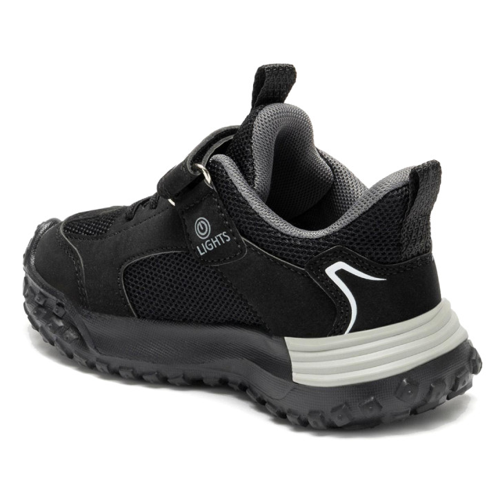 Zapatillas deporte Bull Boys Velociraptor infantiles negras y rojas con luces - Querol online