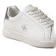 Zapatillas Calvin Klein de mujer blancas de piel con detalle plateado - Querol online