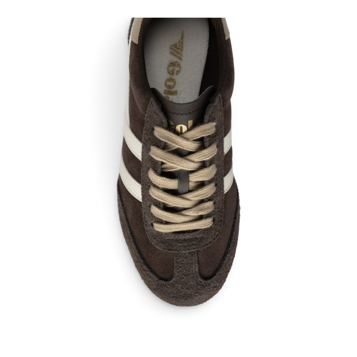 Sabatilles esportives Gola Sprinter Suede de dona marrons amb detalls blancs - Querol online